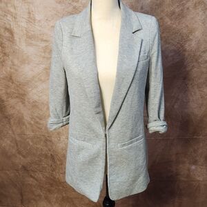Forever 21 Heather Gray Knit Blazer – Ruched Sleeve – Size S